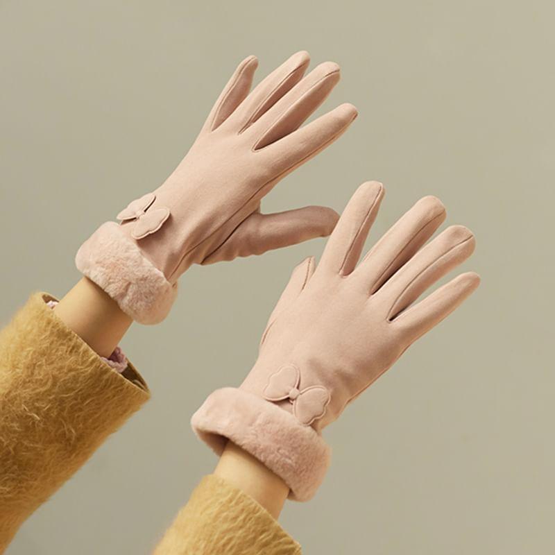 Bow Faux Fur Touchscreen Gloves Product Image