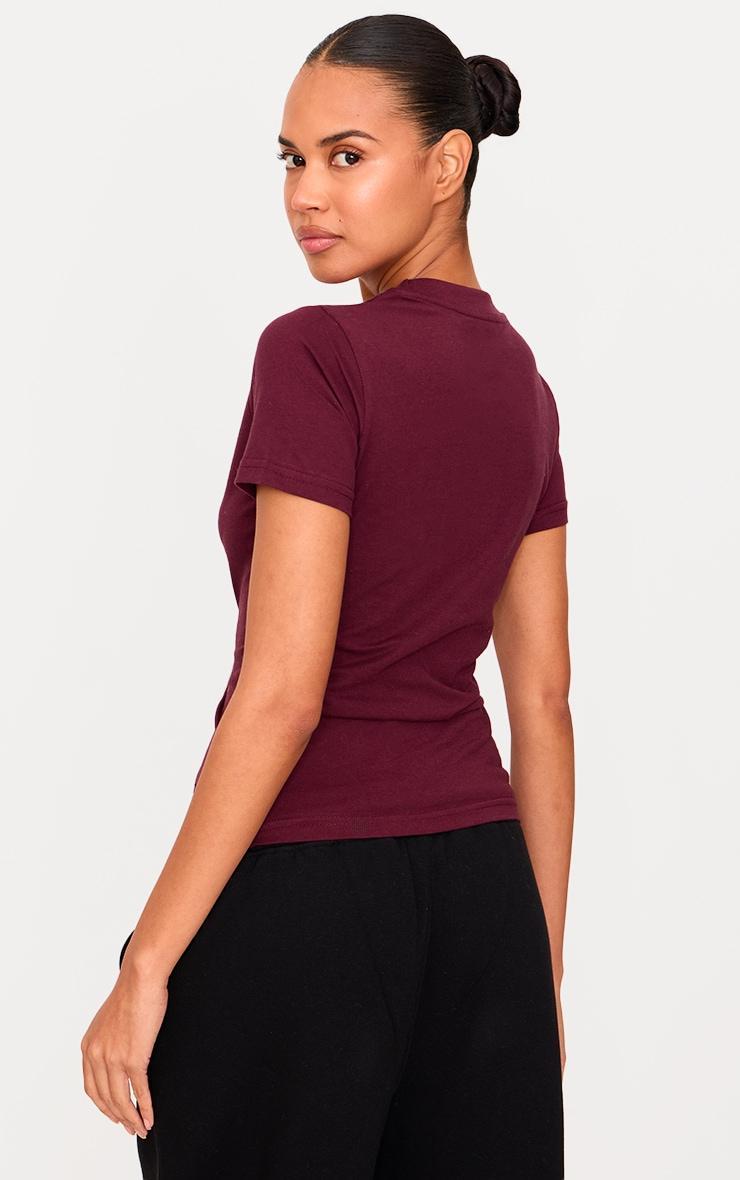 Burgundy Studio Archives Embroidered Cotton Short Sleeve Longline Top Product Image