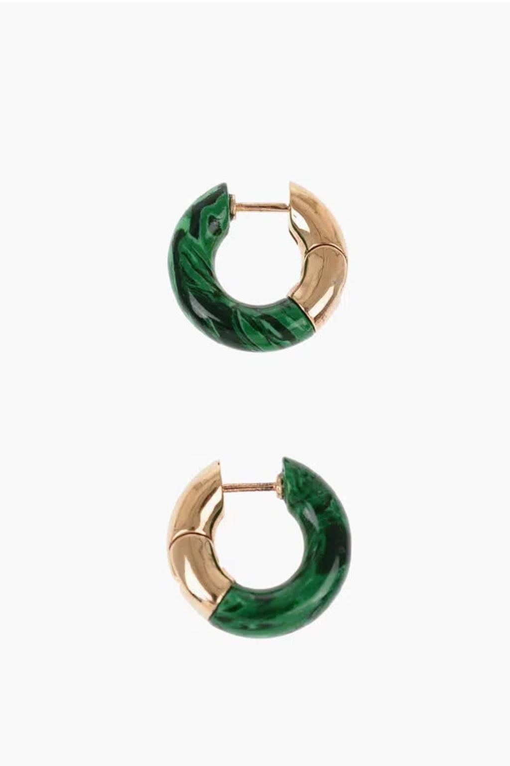 BOTTEGA VENETA 18k Gold-plated Sterling Silver Malachite Earrings In Green Product Image