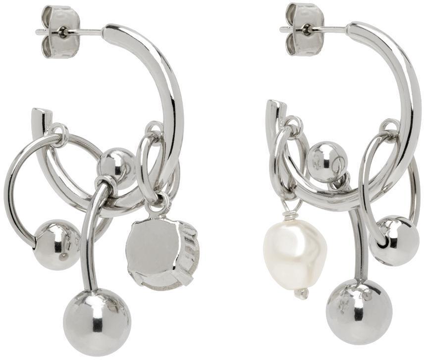 JUSTINE CLENQUET Ssense Exclusive Silver Andrew Crystal Earrings Product Image