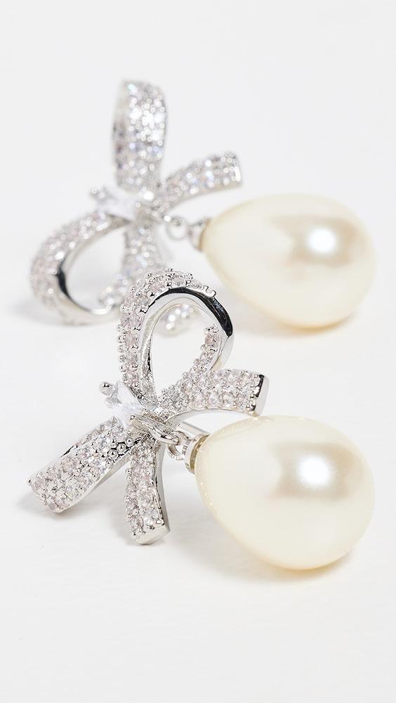 SHASHI Pearl Pave Bow Earrings | Shopbop Product Image