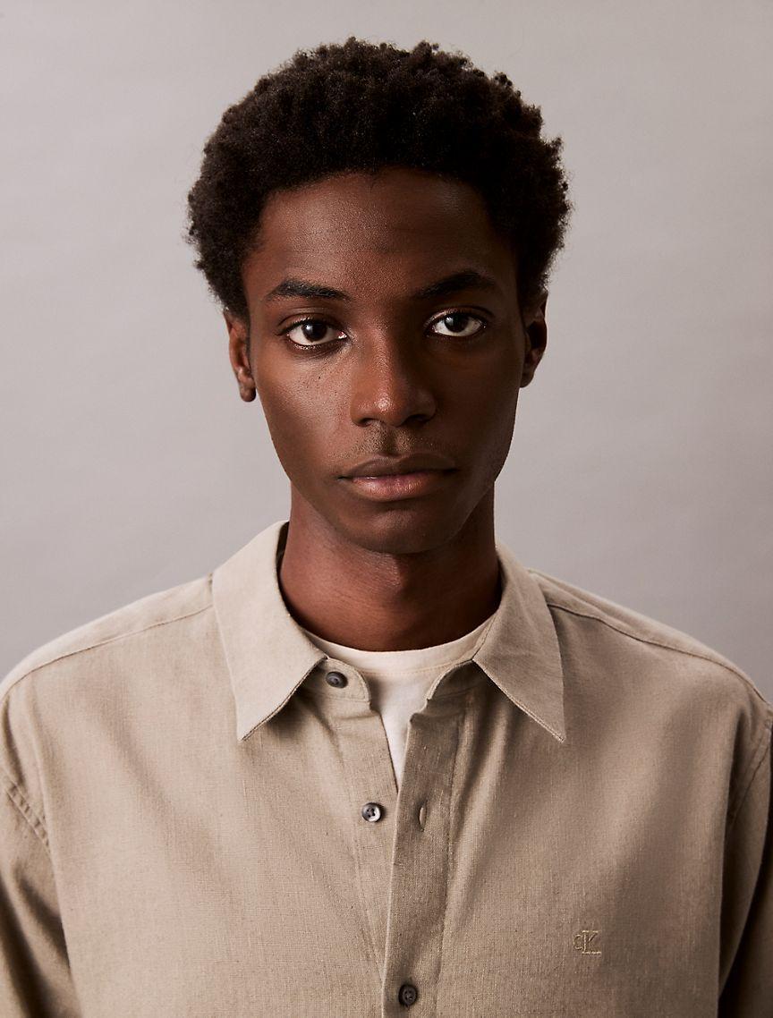 Linen Cotton Classic Button-Down Shirt Product Image