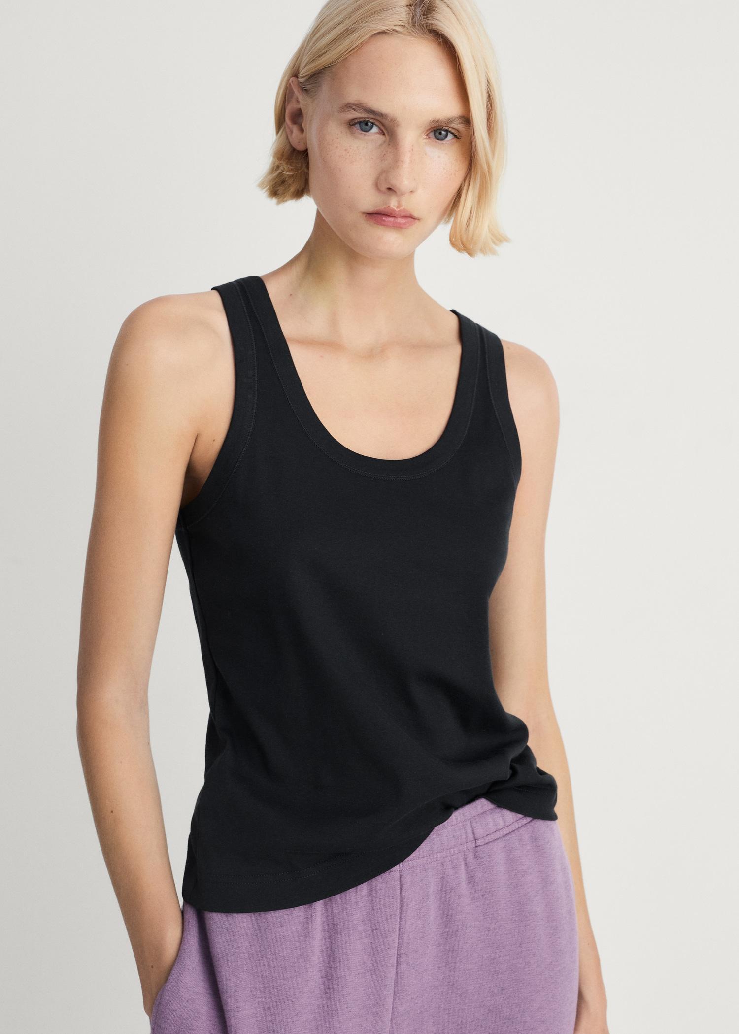Cotton top with straps - Women | MANGO USA Product Image