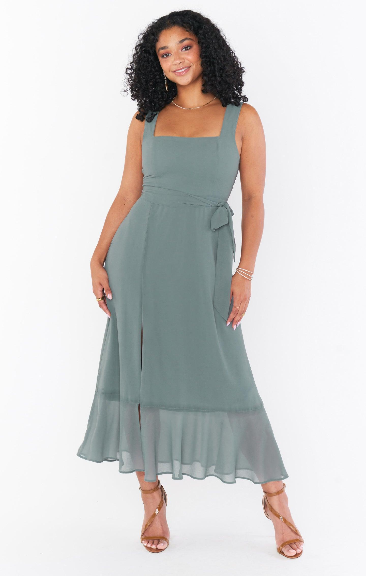 Claire Midi Dress ~ Deep Sage Chiffon Product Image