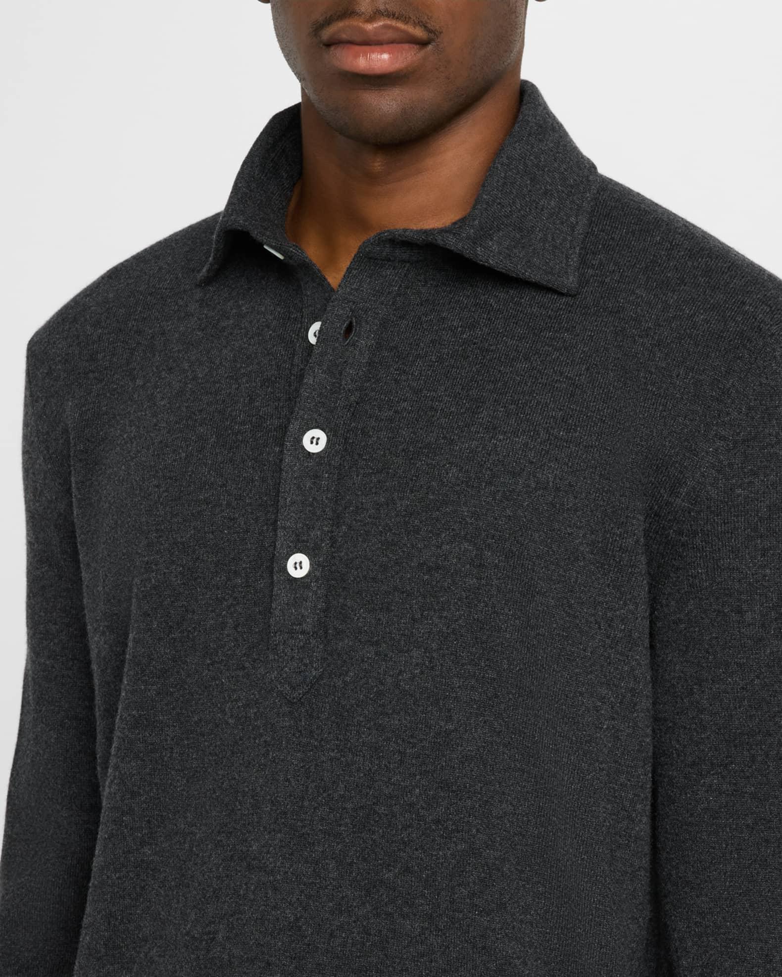 Men's Cashmere Long-Sleeve Polo Shirt Product Image