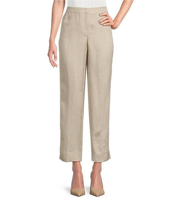 Kasper Linen Blend Fly Front Elastic Back Pants Product Image