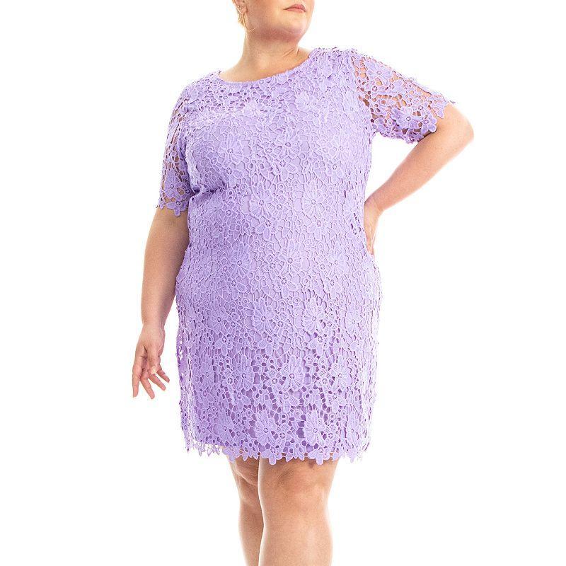 Plus Size Nina Leonard Lace Sheath Dress, Women's, Size: 2XL, Blue Product Image