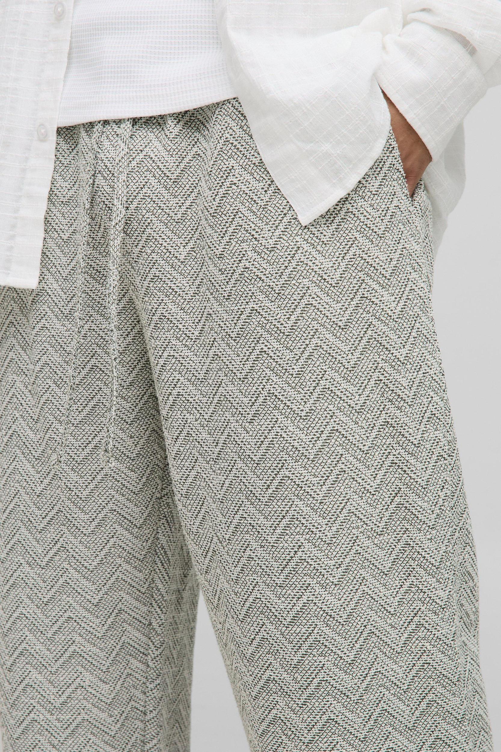 Elasticated Waist Zig Zag Boucle Trousers | boohooMAN USA Product Image