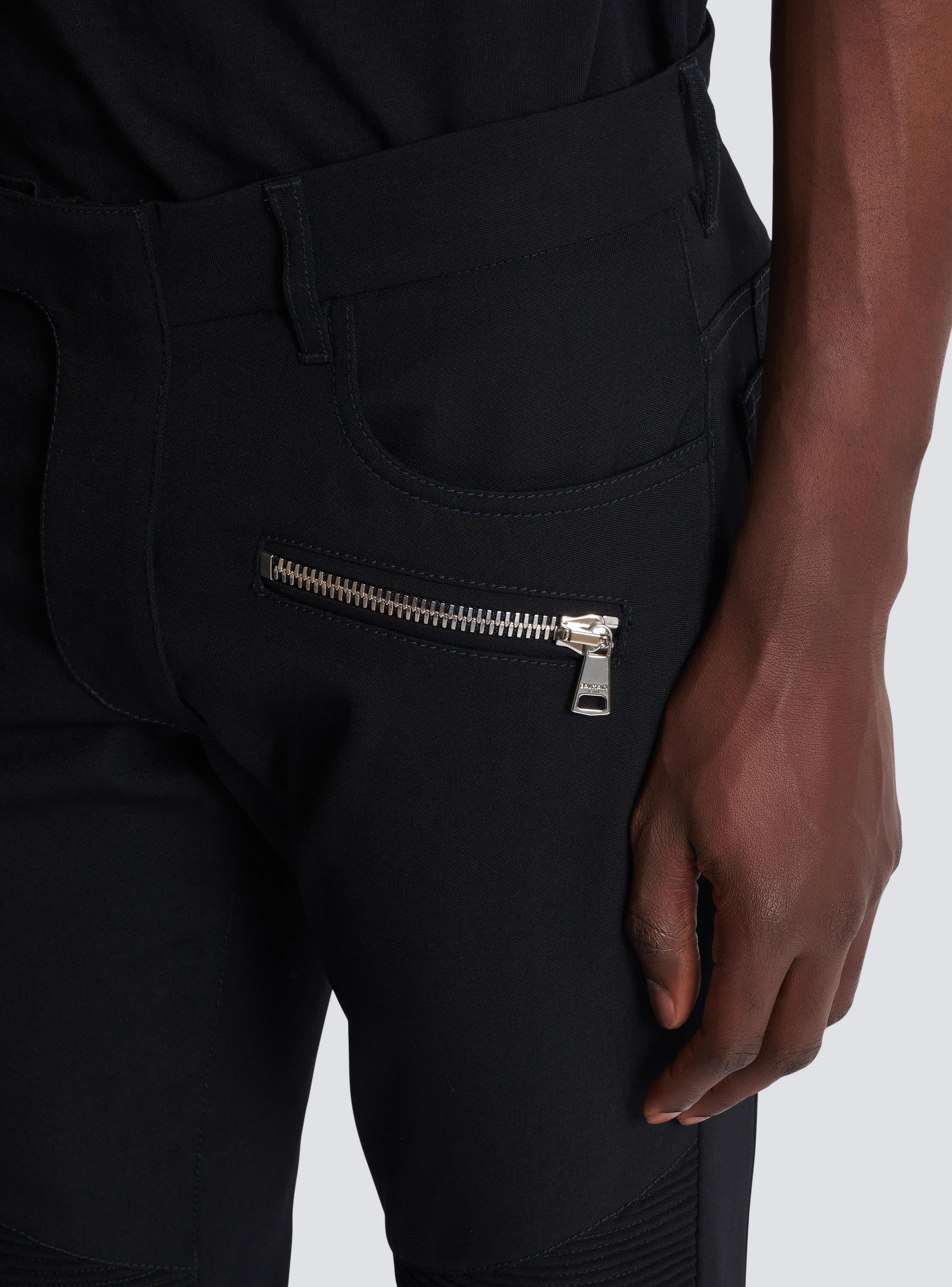 Tailored biker trousers in stretch grain de poudre Product Image