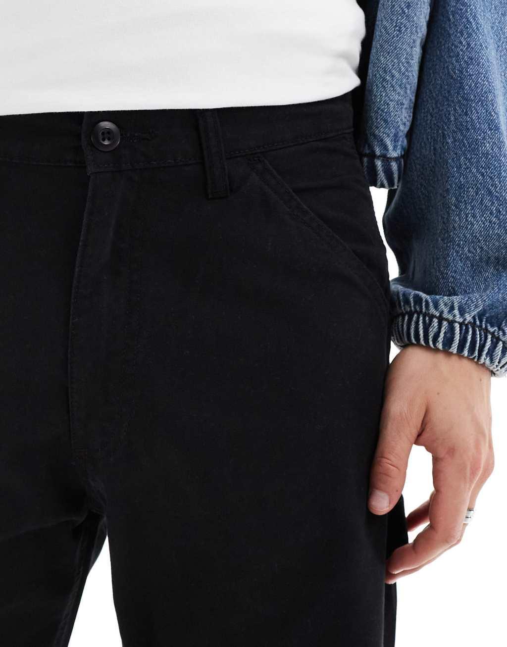 Jack & Jones wide fit carpenter pants in black  Product Image