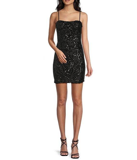 B. Darlin Pattern Sequin Bow Back Bodycon Dress Product Image