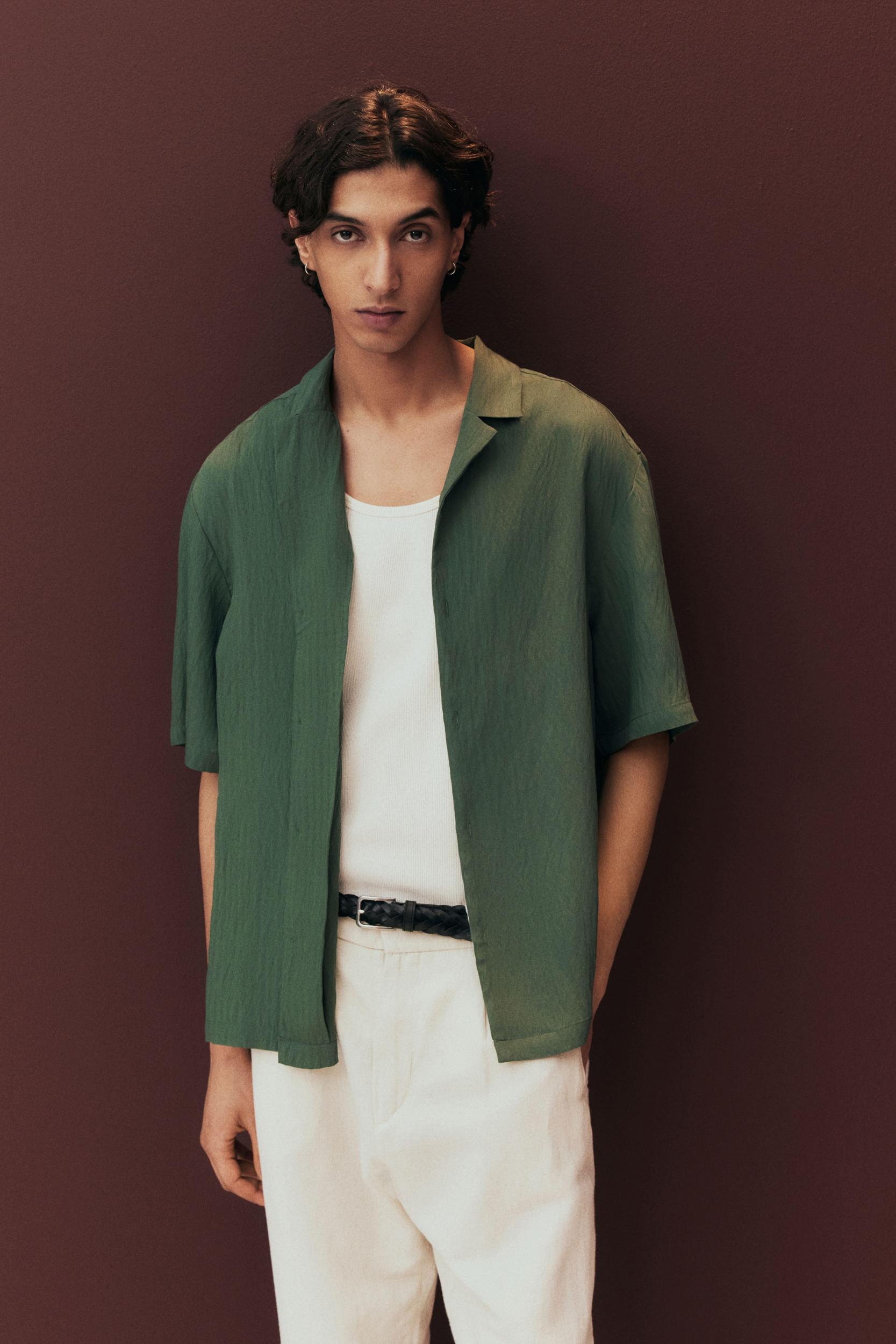 Loose-Fit Crinkled Resort Shirt Product Image