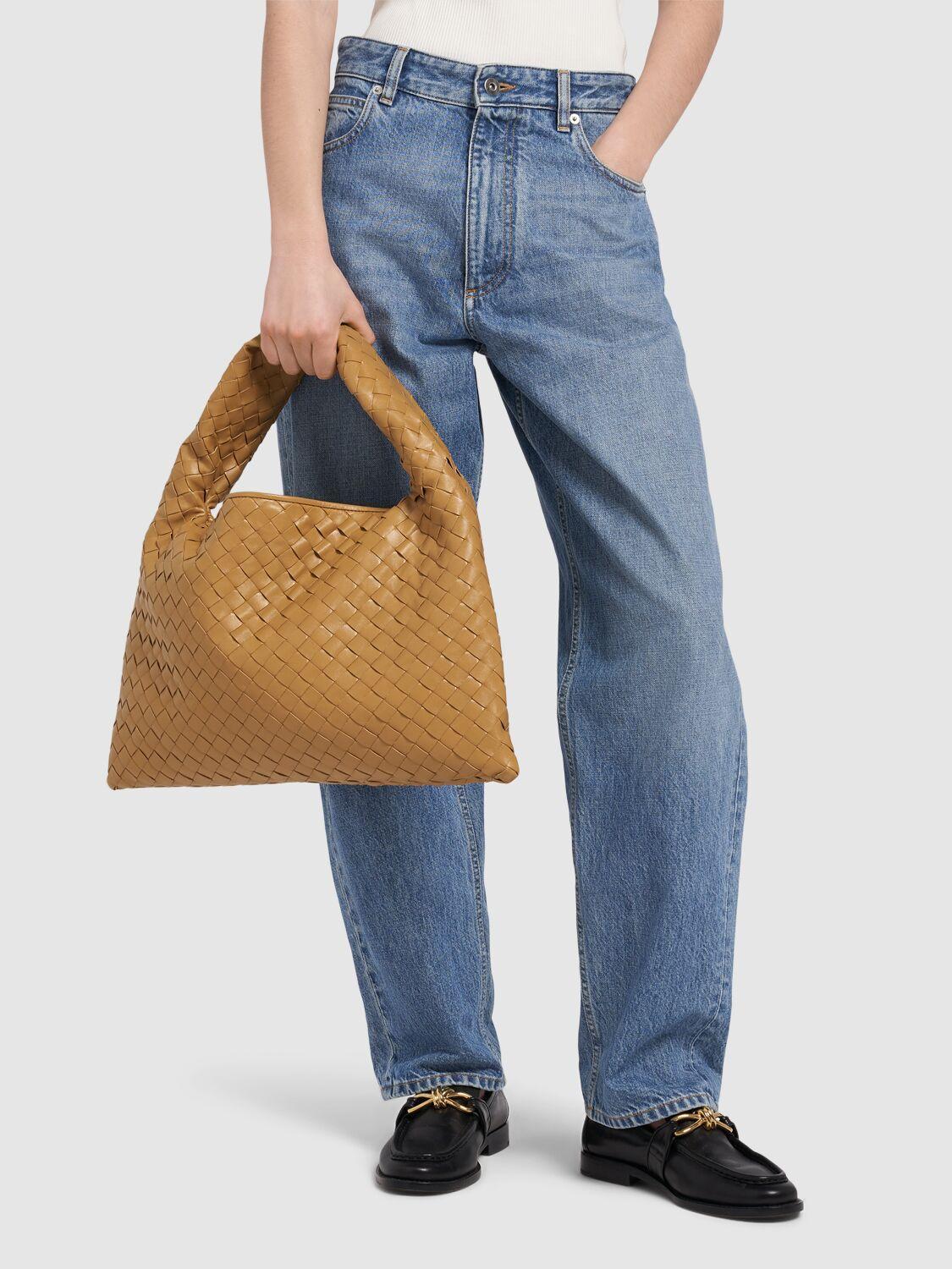 BOTTEGA VENETA Small Hop Leather Shoulder Bag In Dark Praline Product Image