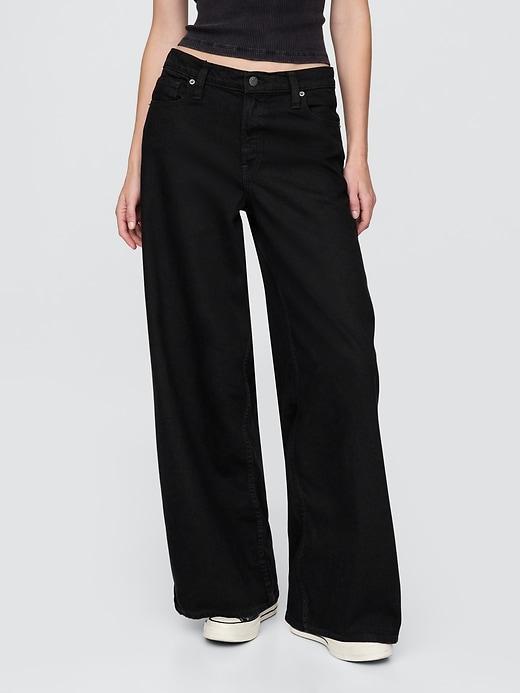 Mid Rise UltraSoft Denim Baggy Trousers Product Image