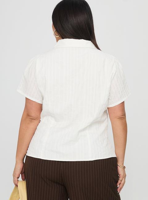 What A Show Button Up Top White Curve Product Image