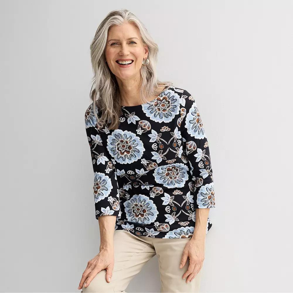 Petite Croft & Barrow® Boatneck Top, Women's,  Product Image