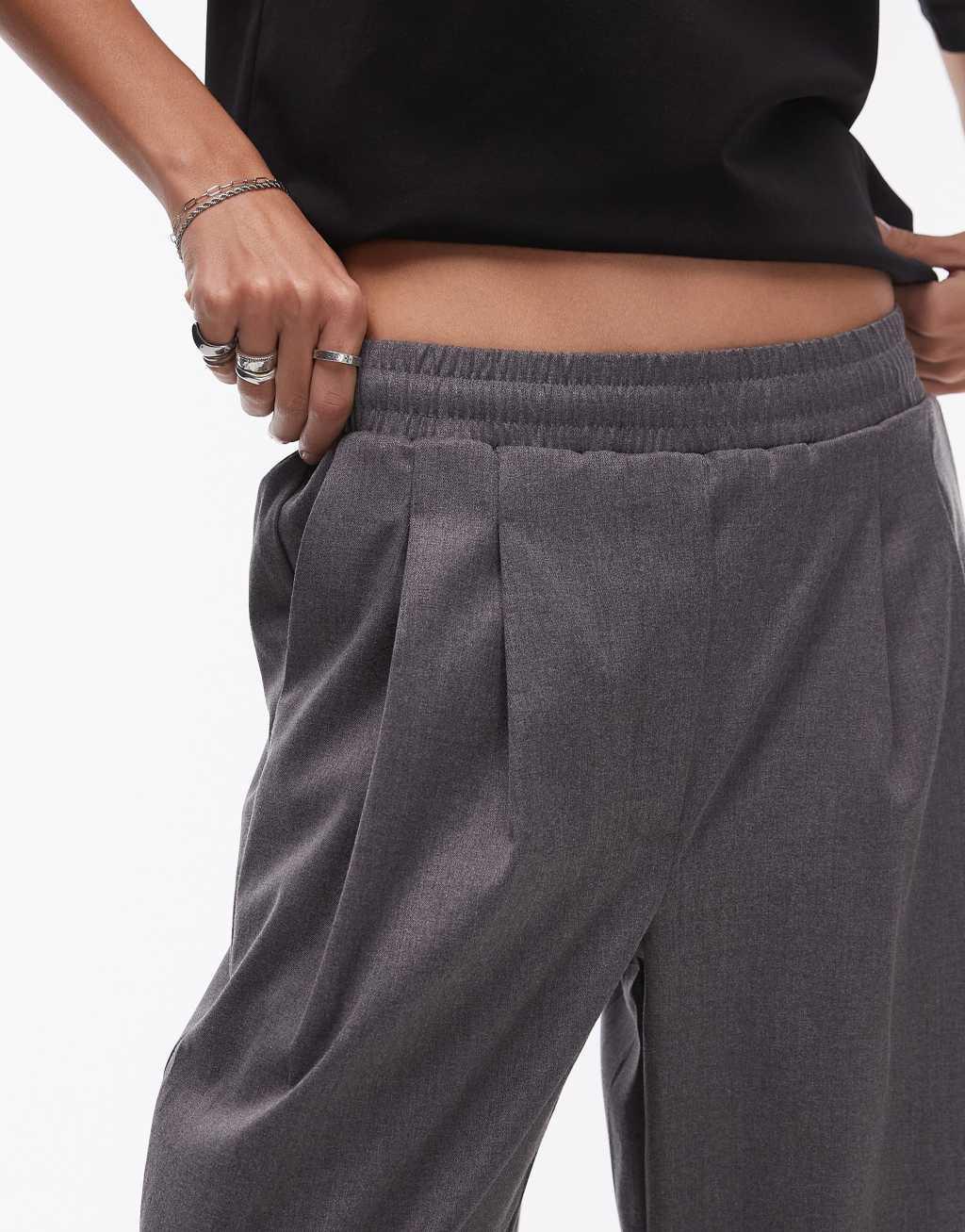 Topshop pleated tailored sweatpants in slate Product Image