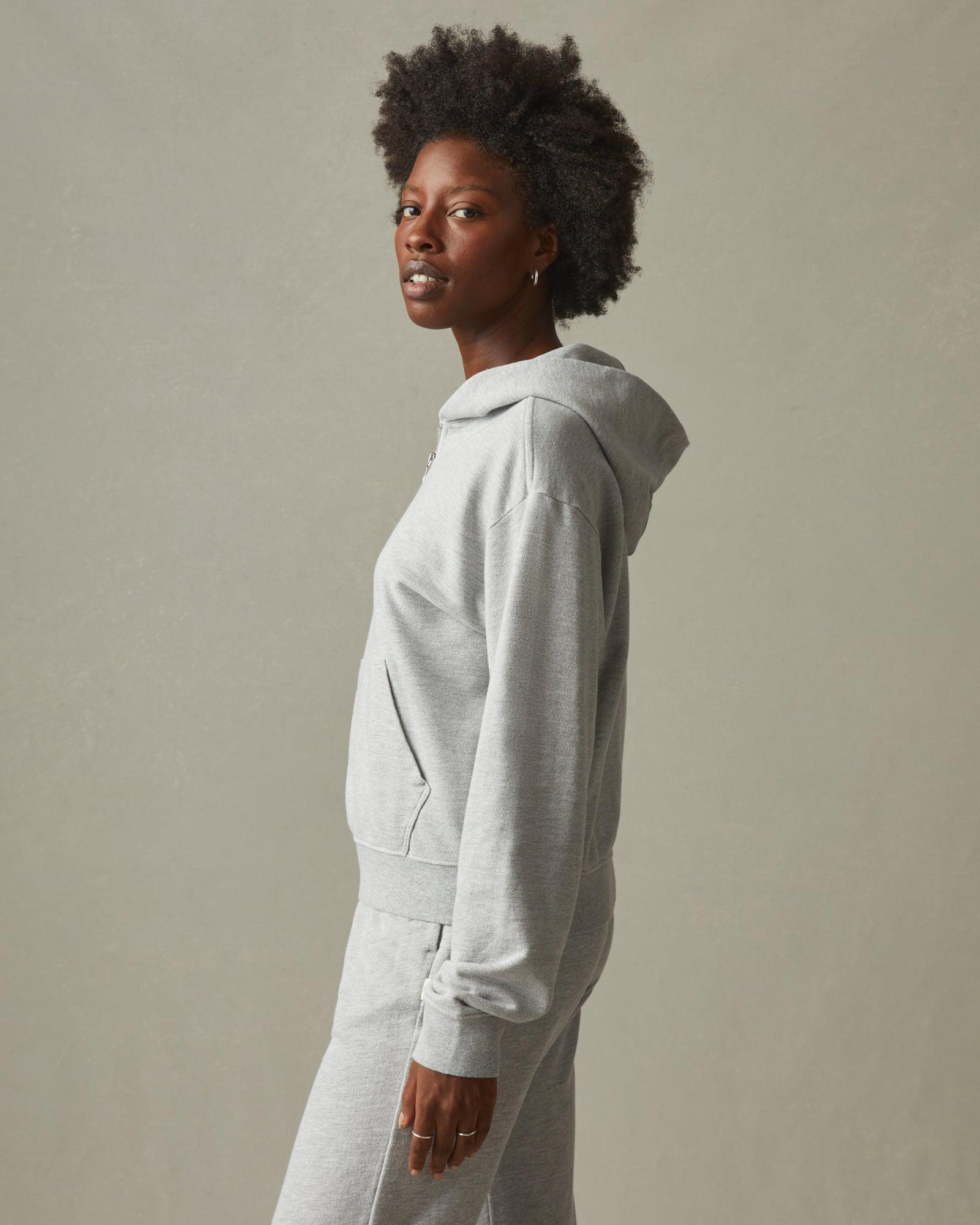 Women's French Terry Half Zip Hoodie - Ash Heather Female Product Image