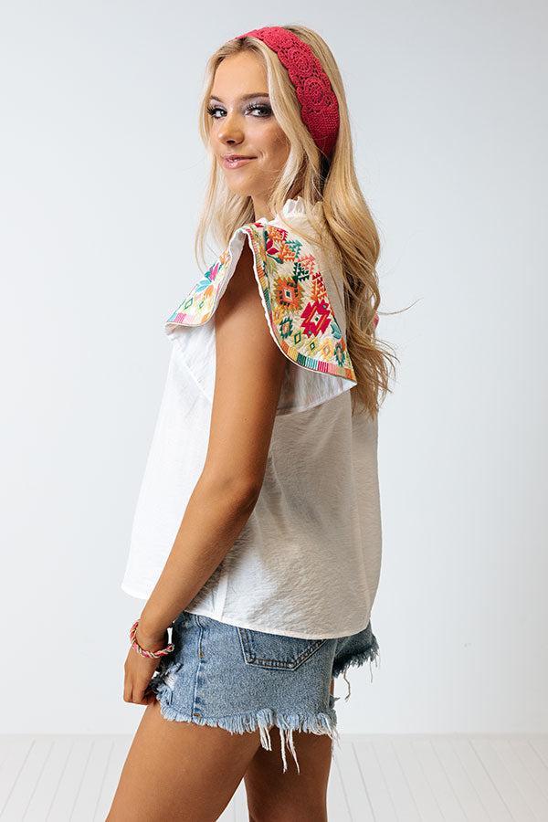 Near To Paradise Embroidered Shift Top In White Product Image