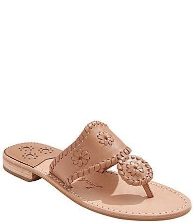 Jack Rogers Jacks Leather Flat Thong Sandals Product Image