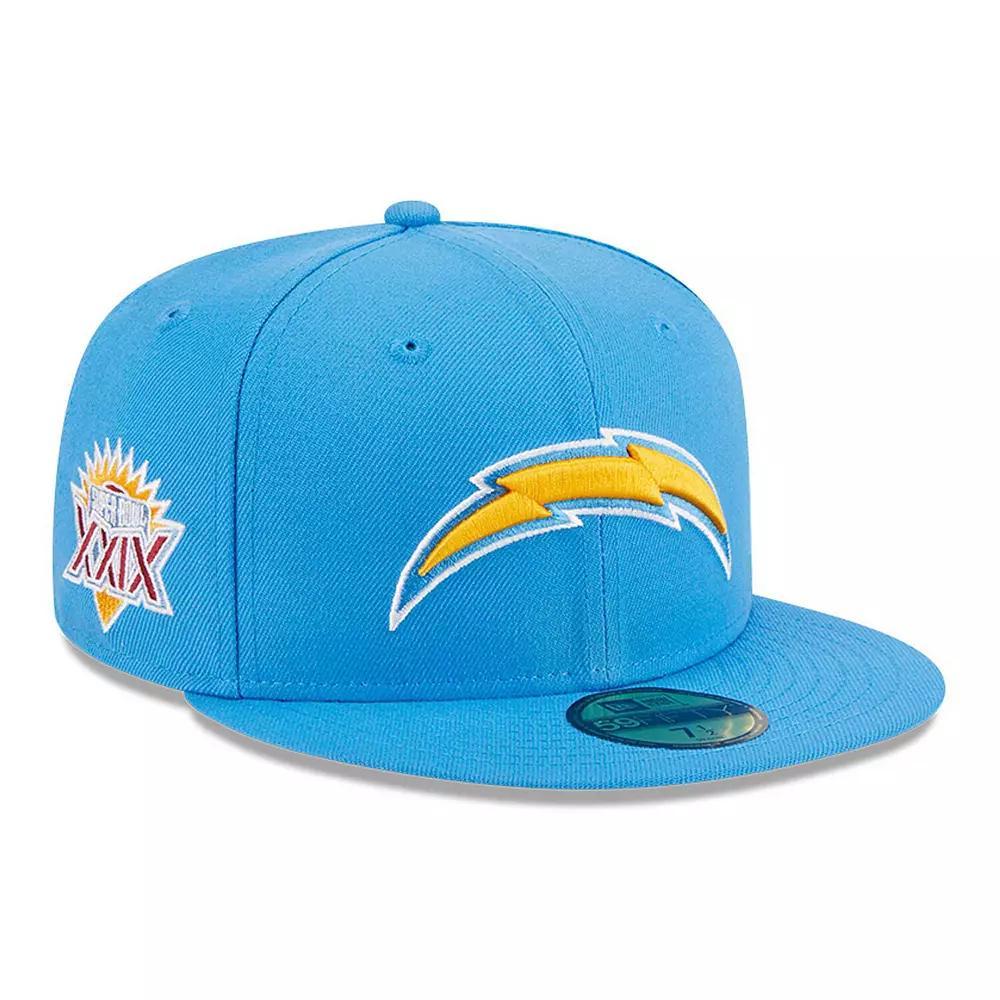 Men's New Era Powder Blue Los Angeles Chargers Main Patch 59FIFTY Fitted Hat,  Product Image