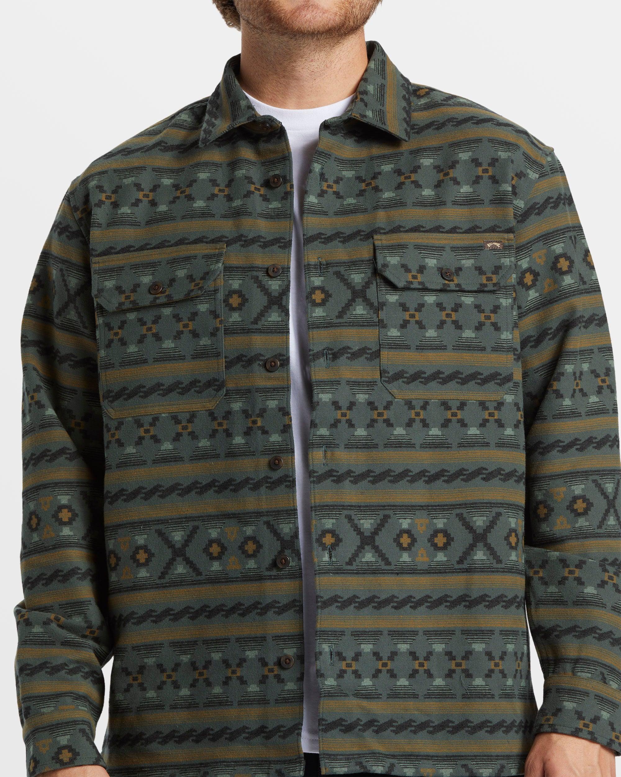 Offshore Jacquard Flannel Long Sleeve Shirt - Slate Green Male Product Image