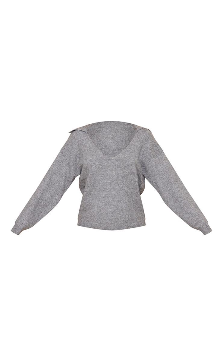 Charcoal Grey Luxe Knit Open Back Oversized Sweater Product Image