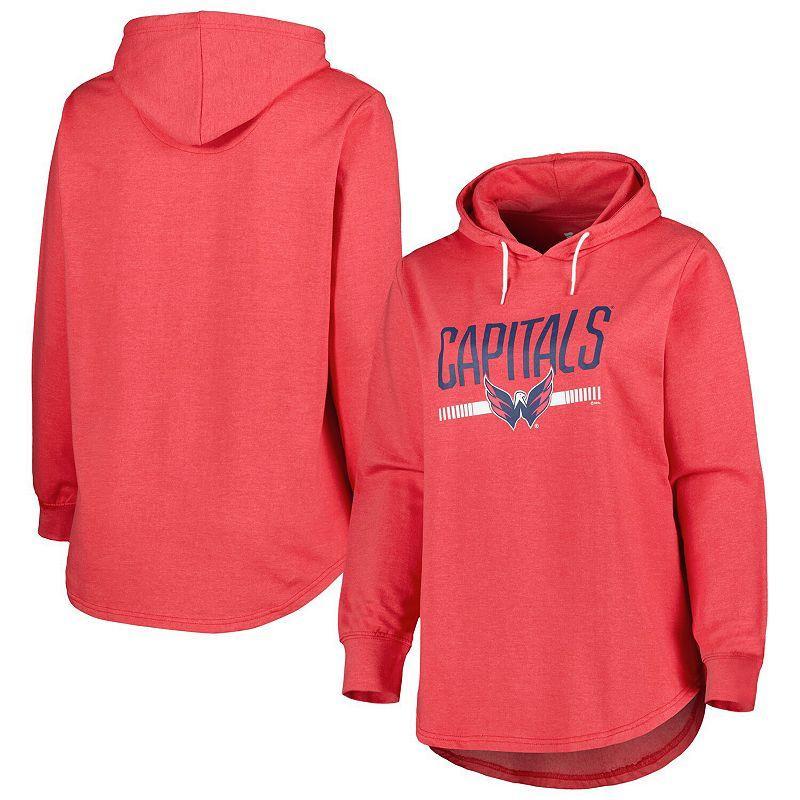 Women's Heather Red Washington Capitals Plus Size Fleece Pullover Hoodie, Size: 1XL Product Image