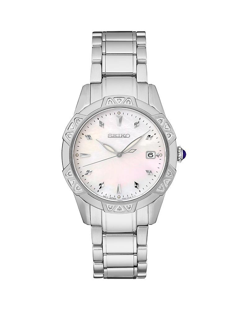 Womens Seiko Stainless Steel Quartz Diamonds Mother-of-pearl Dial Watch - SKK727 M Of White Product Image