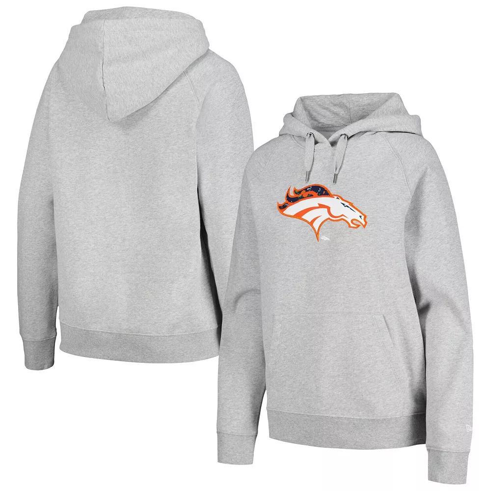 Women's New Era  Gray Denver Broncos Floral Raglan Pullover Hoodie, Size: XS, Grey Product Image