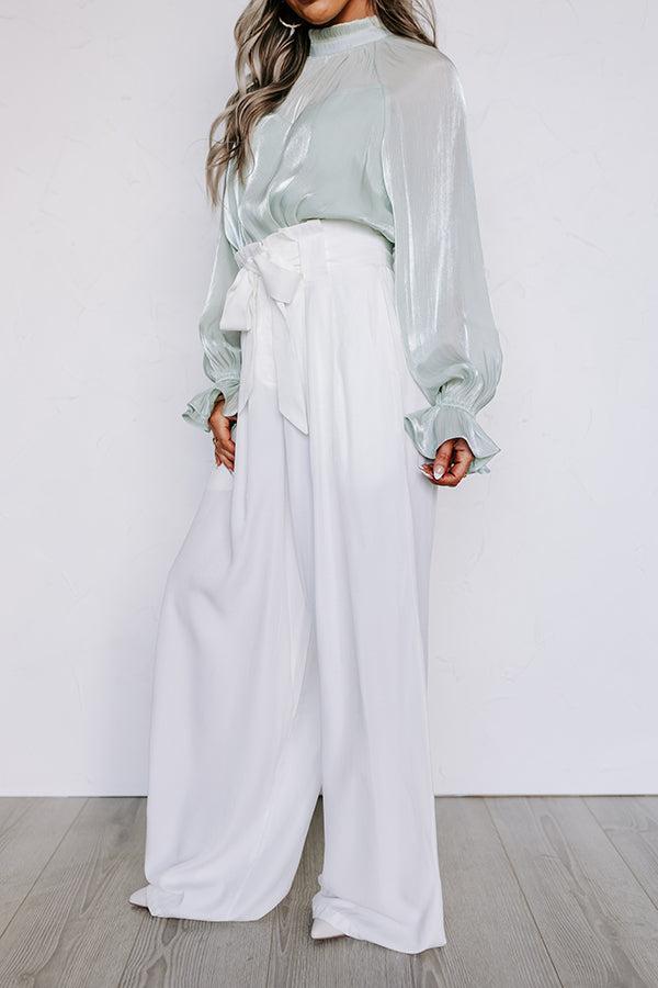 Hazelle High Waist Trousers In White Product Image