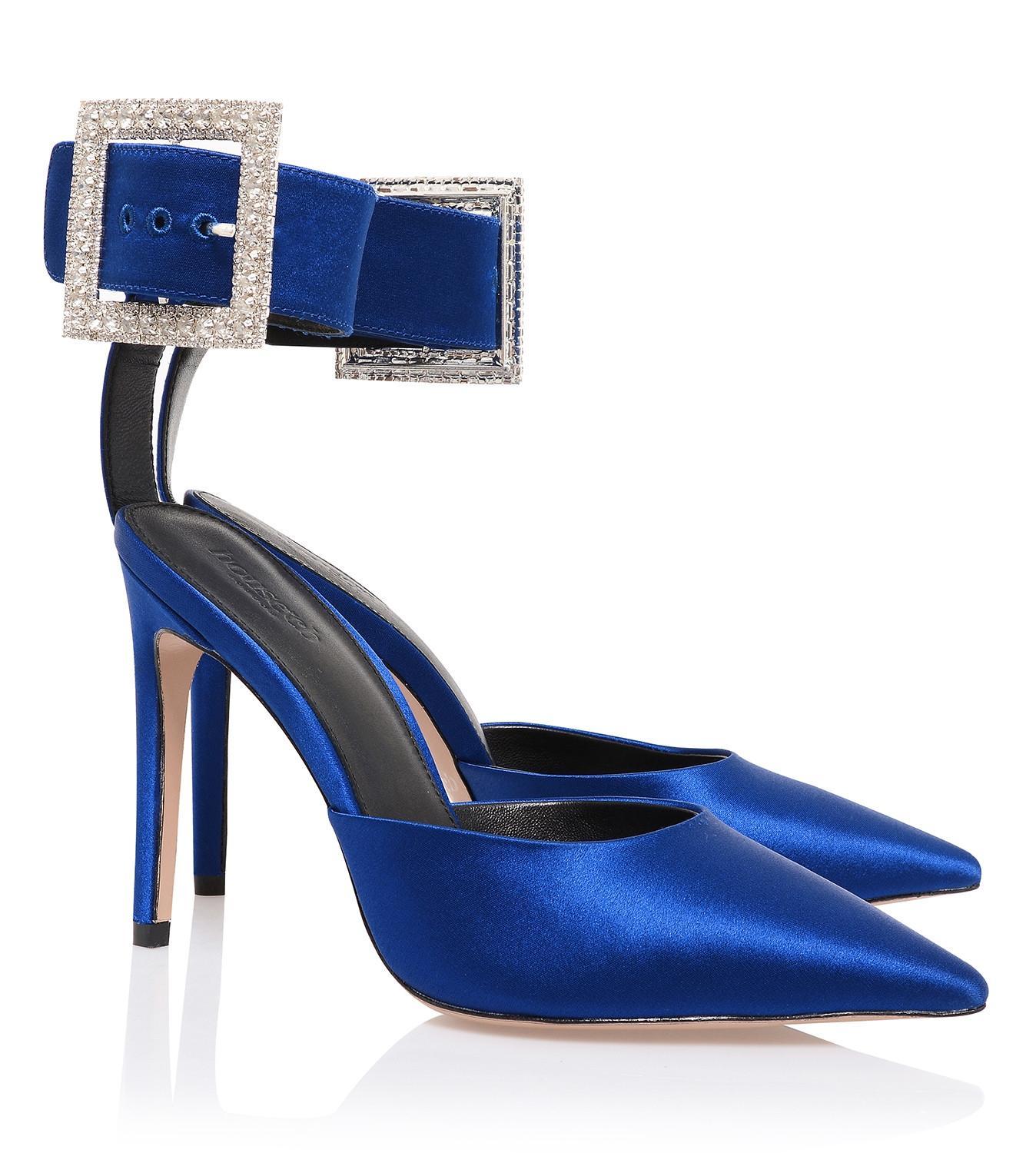 Krista Cobalt Blue Crystal Buckle Pumps Product Image