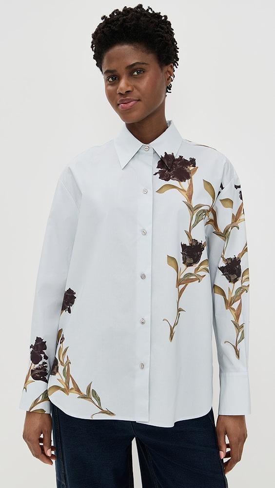 Vince Placed Black Iris Button Down Shirt | Shopbop Product Image