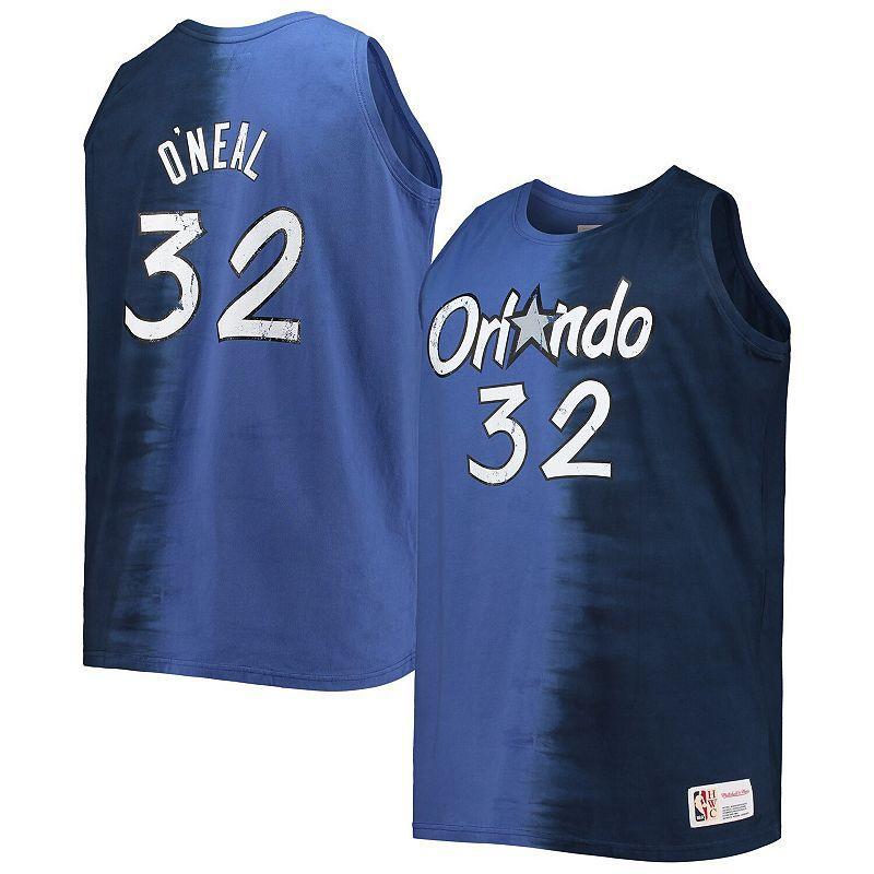 Men's Mitchell & Ness Shaquille O'Neal Blue/Navy Orlando Magic Big & Tall Profile Tie-Dye Player Tank Top, Size: 2XB, Mag Blue Product Image