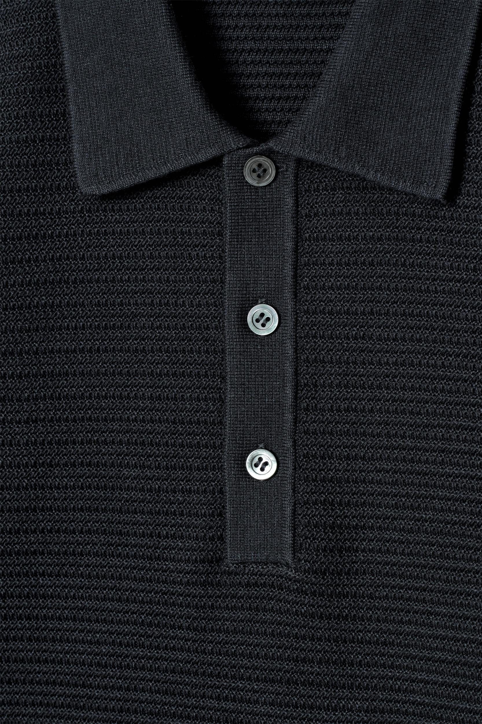 TEXTURED KNITTED COTTON POLO SHIRT Product Image