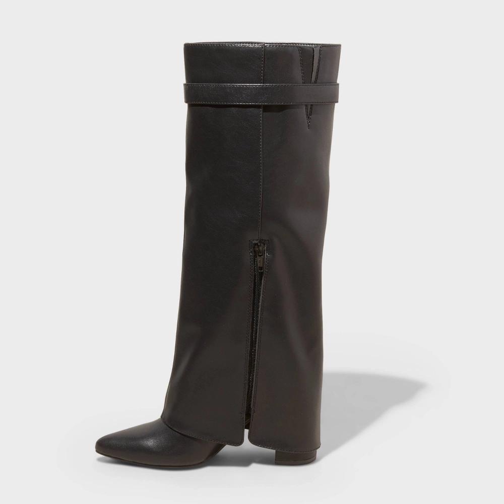 Womens Tambra Fold Over Tall Boots - A New Day Black 11 Product Image