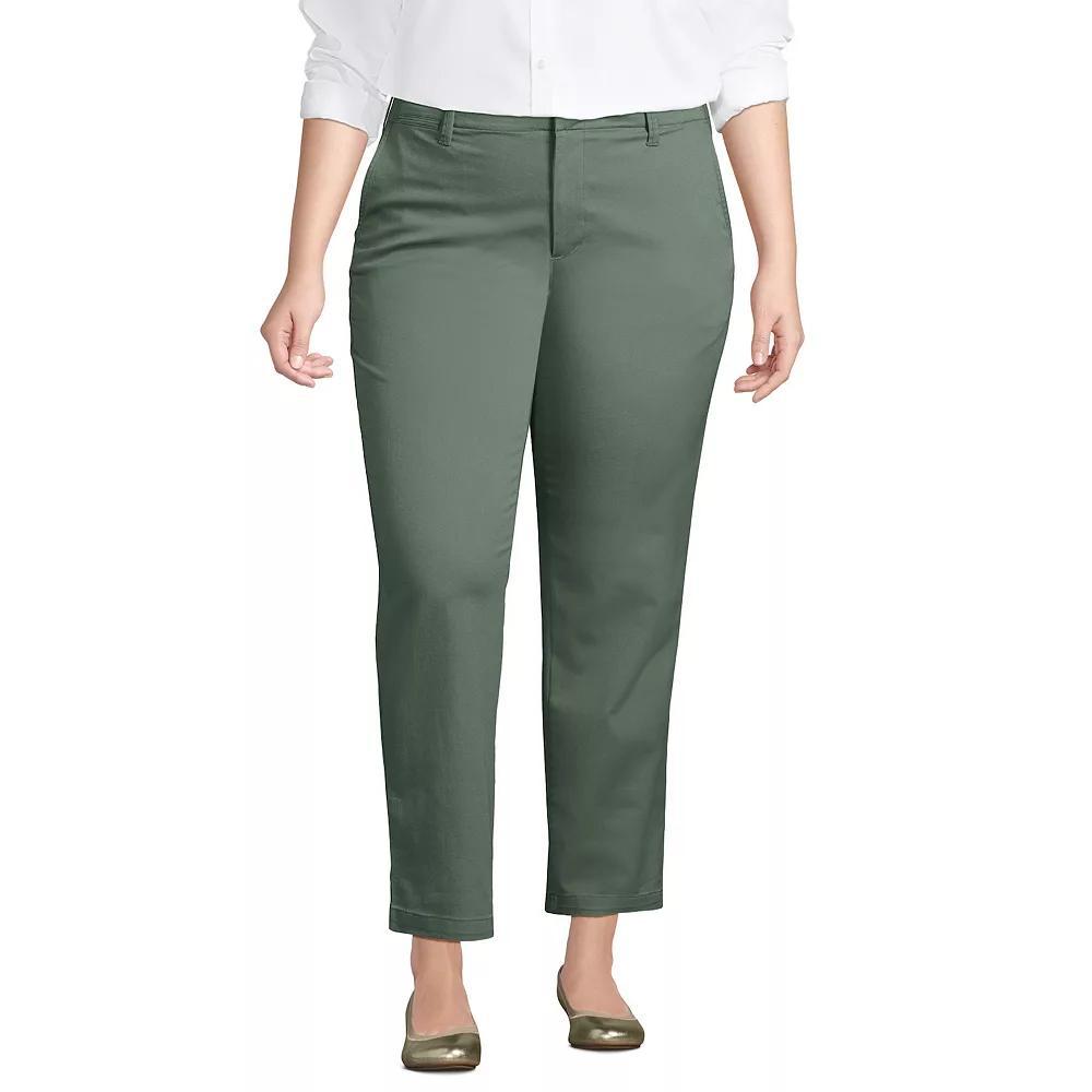 Plus Size Lands End Mid Rise Classic Straight Leg Chino Ankle Pants, Womens Product Image