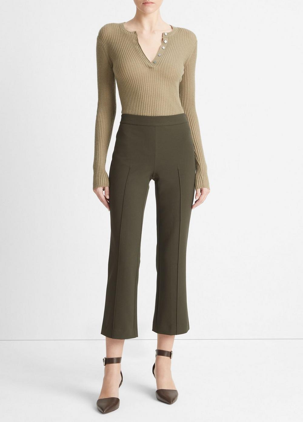 Mid-Rise Pintuck Crop Flare Pant Product Image