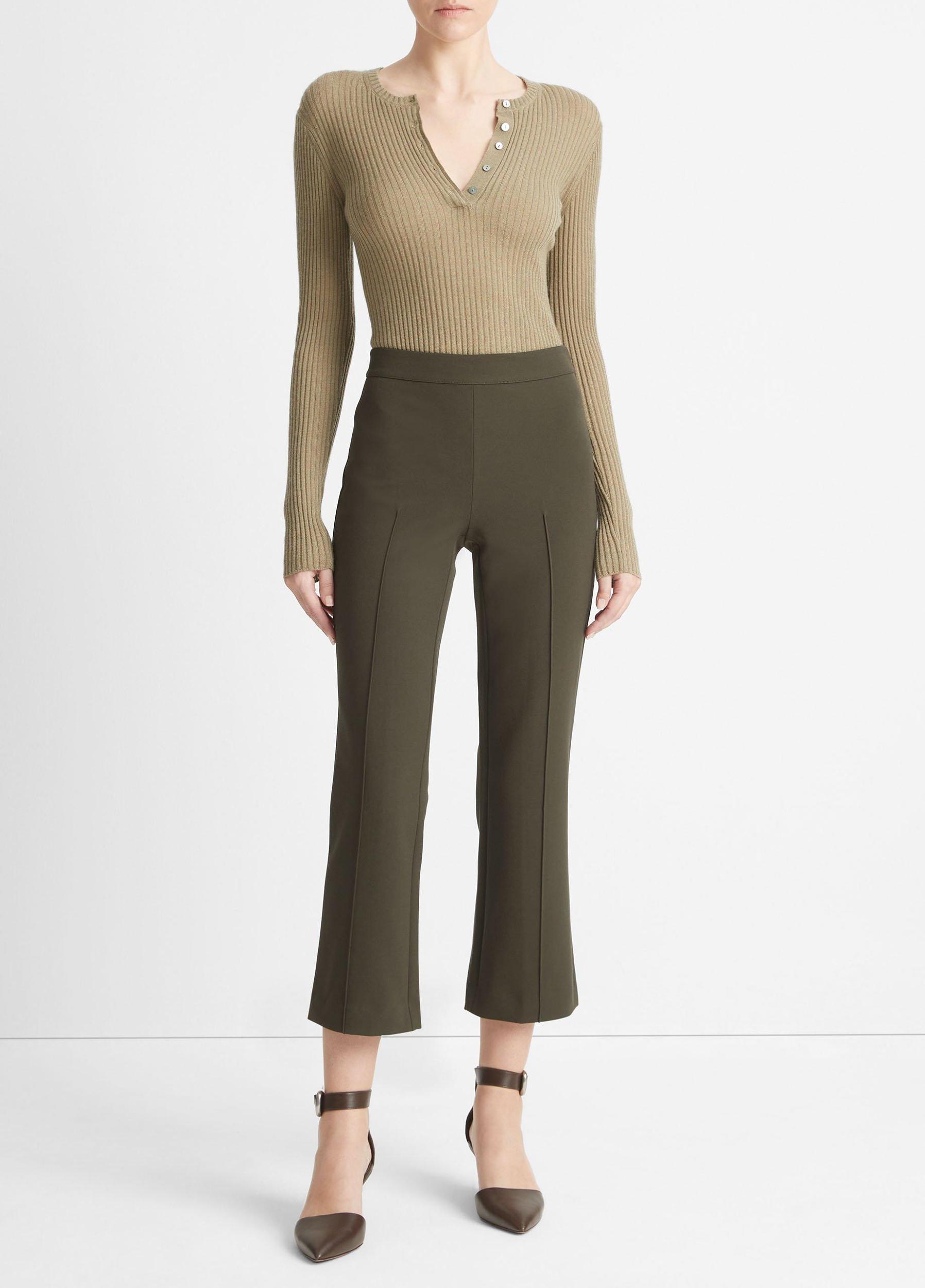 Mid-Rise Pintuck Crop Flare Pant Product Image