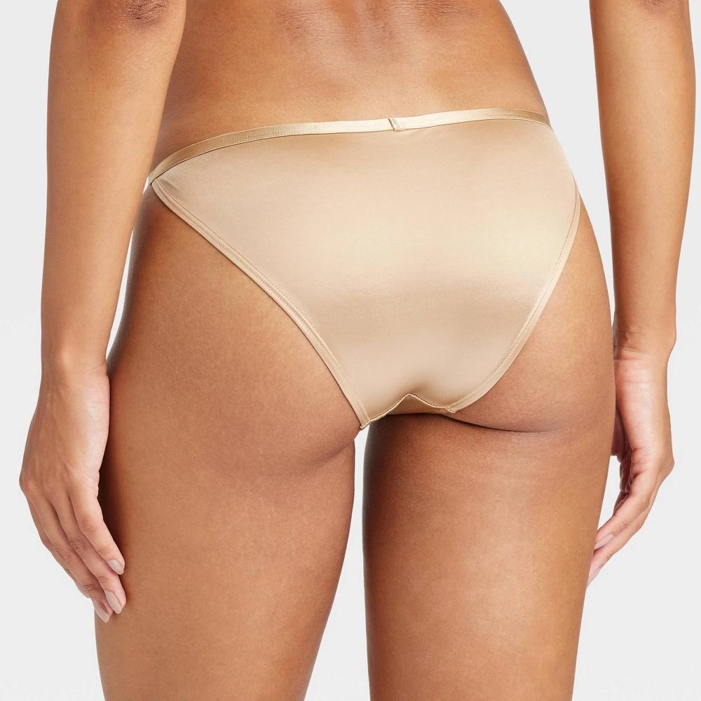 Women's Satin Cheeky Underwear - Auden™ Taupe M Product Image