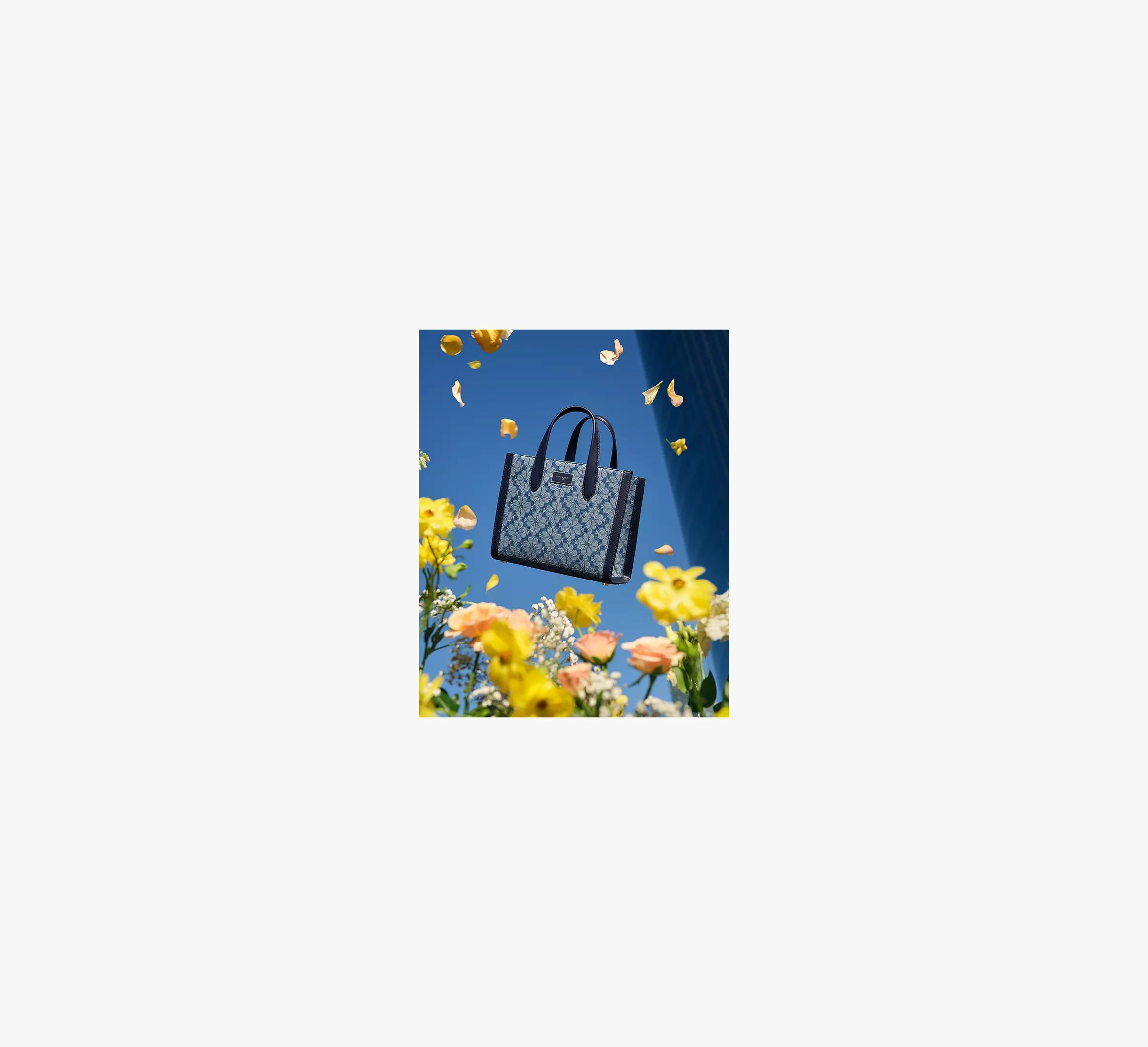 Spade Flower Jacquard Denim Manhattan Small Tote Product Image