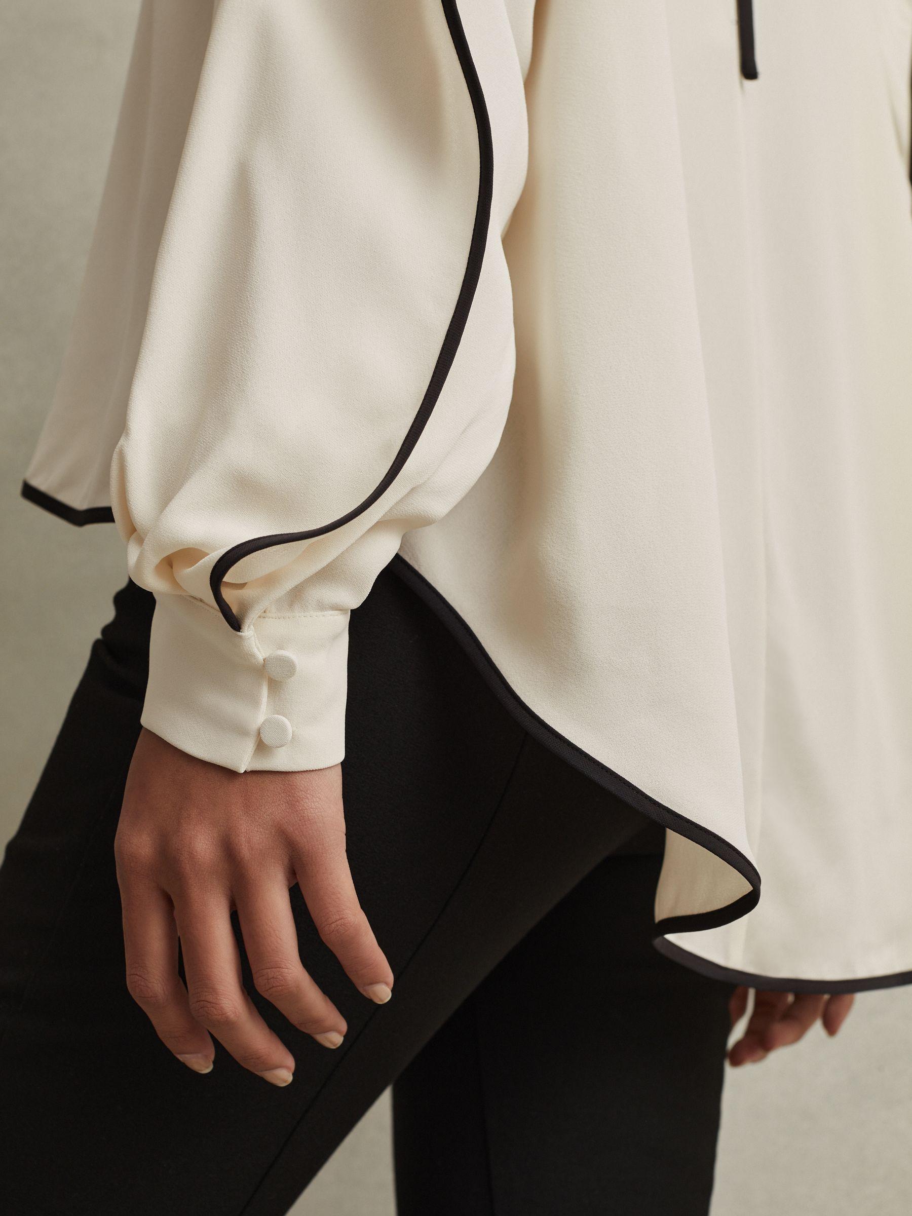 Ruffle Detail Cut Out Blouse in White Product Image