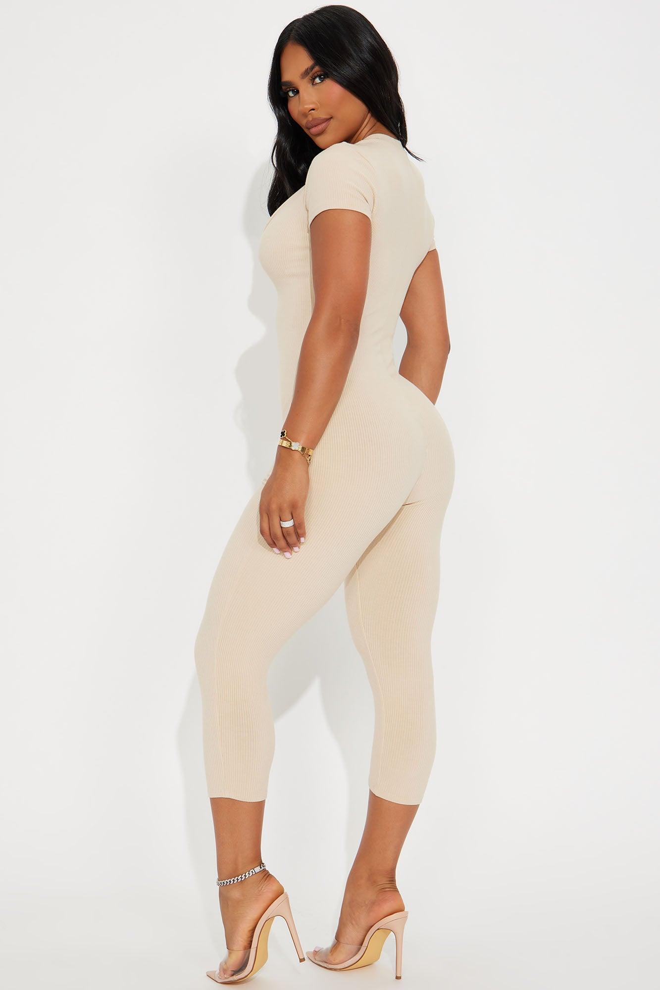 Everly Snatched Capri Jumpsuit - Cream Product Image