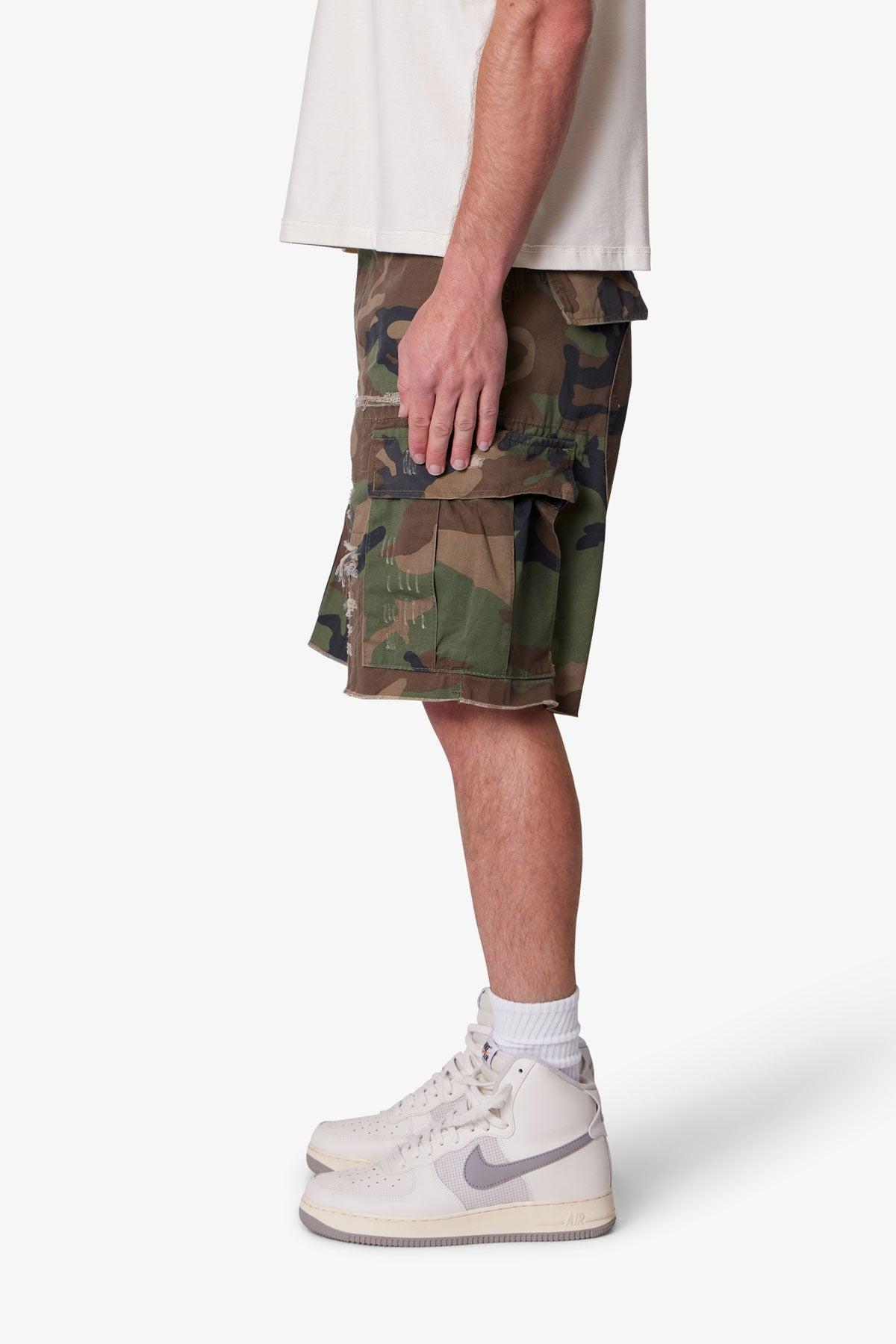 Distressed Cargo Shorts - Camo Product Image