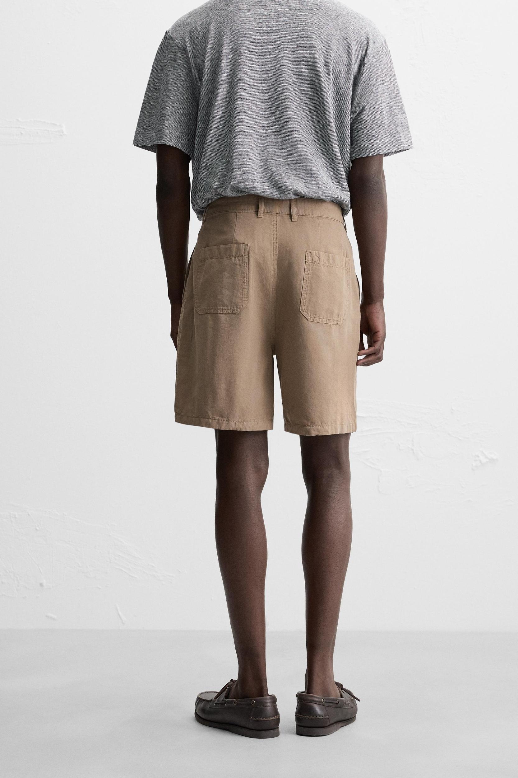 WASHED COTTON LINEN SHORTS Product Image