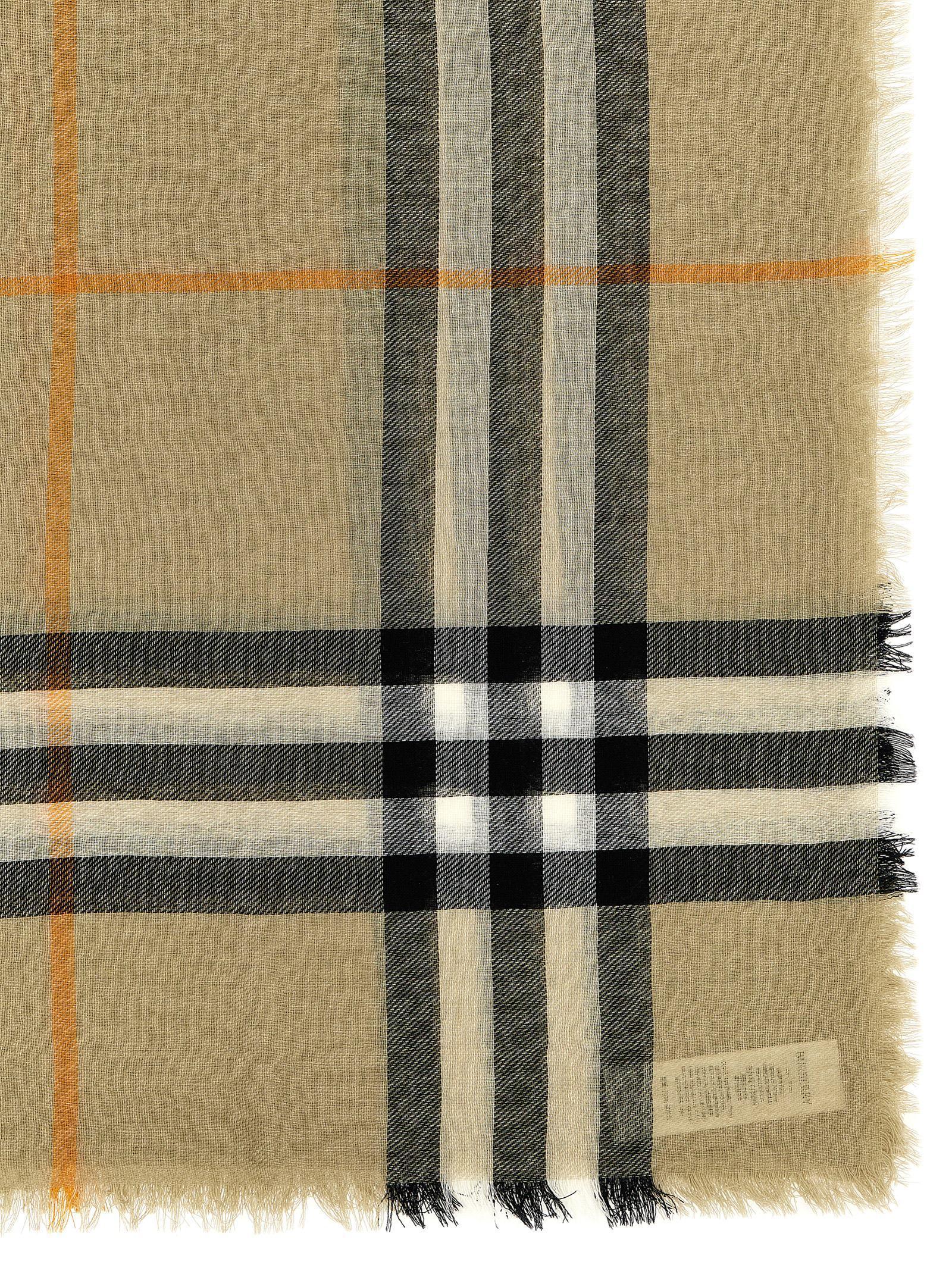 BURBERRY Check Wool Scarf Scarves Beige Product Image