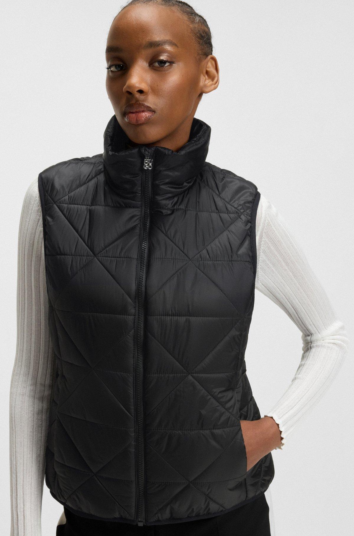 HUGO - Padded gilet with triangle quilting - Black Product Image