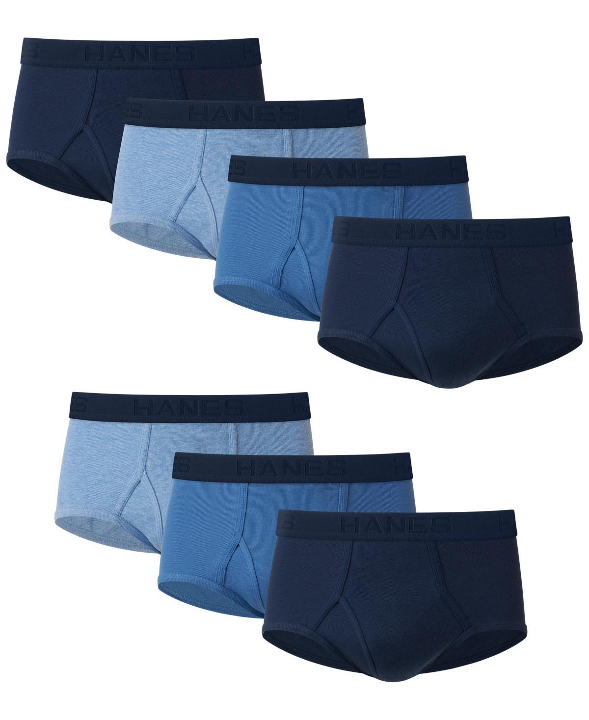 Hanes Ultimate Mens Brief Underwear Pack, Full-Rise, Moisture-Wicking Cotton, Blue Assorted/White, 7-Pack L Product Image