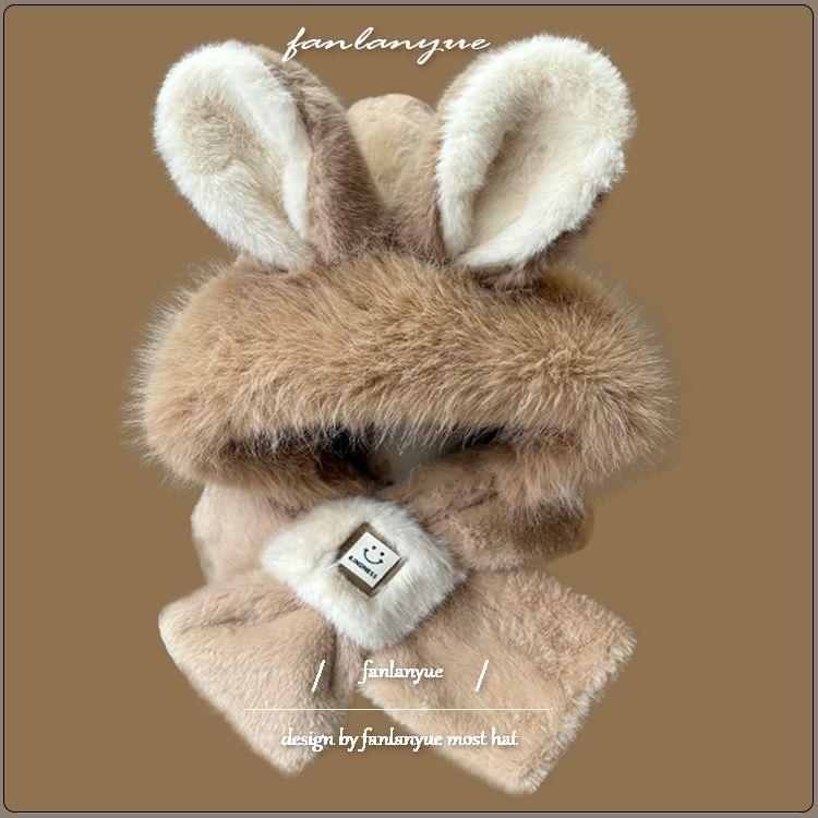 Rabbit Ear Hooded Fluffy Scarf Product Image