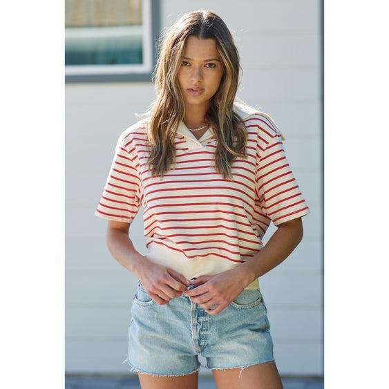 Sailor Collar Striped Top Product Image